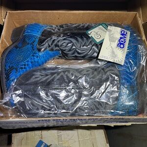 Acme Exotic Python Western Boots Blue Black Leather New With Tags